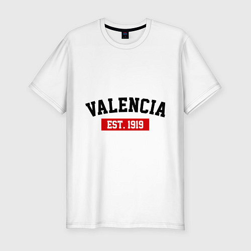 Мужская slim-футболка FC Valencia Est. 1919 / Белый – фото 1