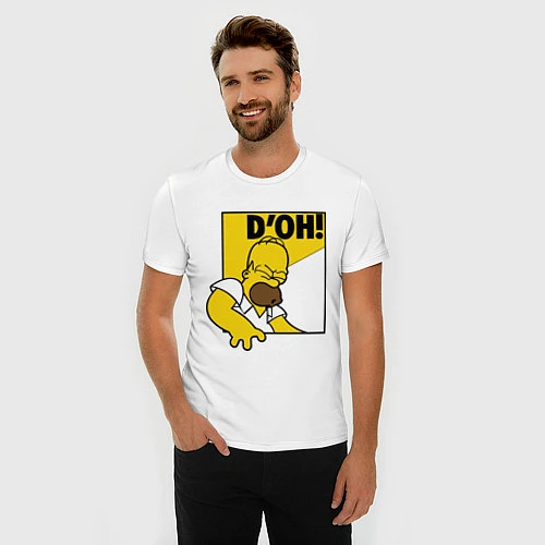 Мужская slim-футболка Homer D'OH! / Белый – фото 3