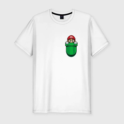 Мужская slim-футболка Марио в кармане / Белый – фото 1