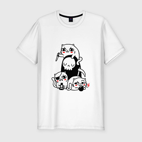 Мужская slim-футболка CAT GOT YOUR SOUL / Белый – фото 1