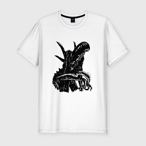 Мужская slim-футболка Black Alien / Белый – фото 1