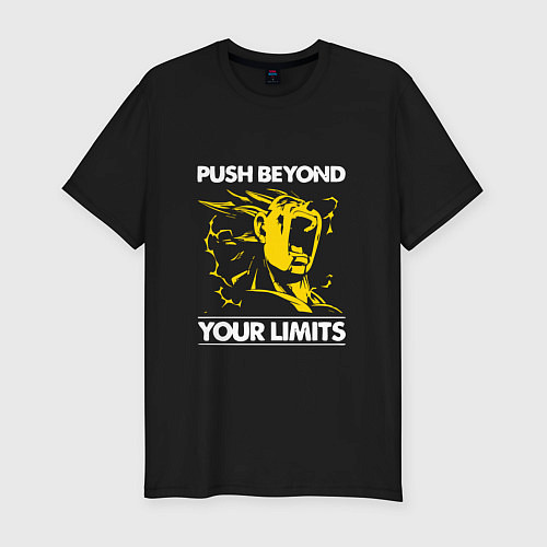 Мужская slim-футболка Push Beyond Your Limits / Черный – фото 1