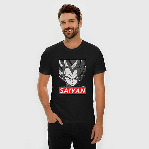 Мужская slim-футболка SAIYAN OBEY / Черный – фото 3