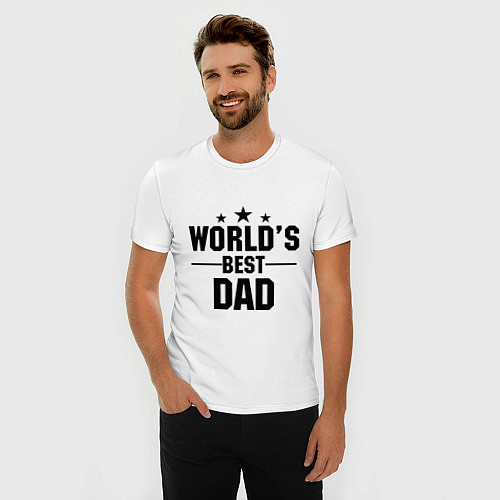 Мужская slim-футболка Worlds best DADDY / Белый – фото 3