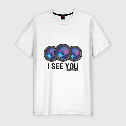 Мужская slim-футболка I see you / Белый – фото 1
