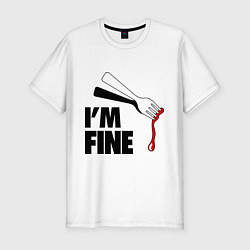 Футболка slim-fit Im Fine Fork, цвет: белый