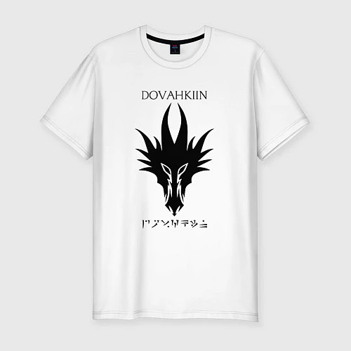 Мужская slim-футболка DRAGON DOVAHKIIN / Белый – фото 1