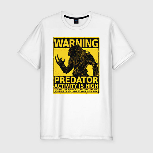 Мужская slim-футболка Warning: Predator / Белый – фото 1