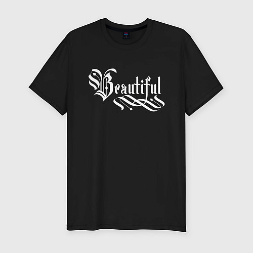 Мужская slim-футболка Beautiful calligraphy / Черный – фото 1