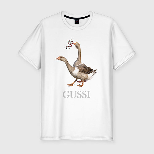 Мужская slim-футболка GUSSI eat GUCCI / Белый – фото 1