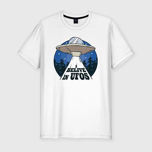 Мужская slim-футболка Belive in UFOS / Белый – фото 1