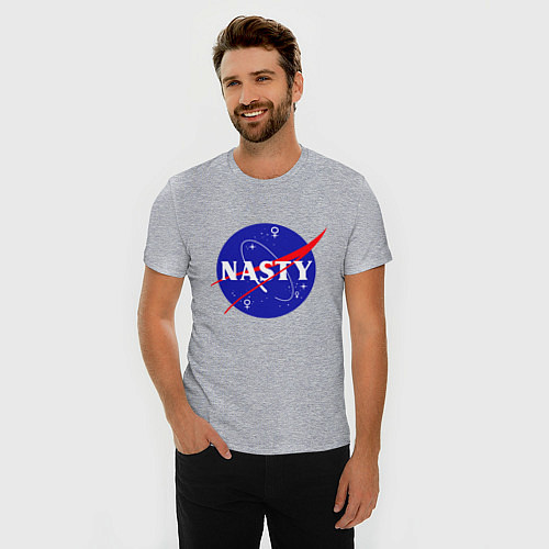 Мужская slim-футболка Nasty NASA / Меланж – фото 3