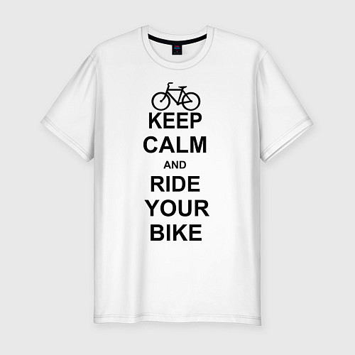 Мужская slim-футболка Keep Calm & Ride Your Bike / Белый – фото 1