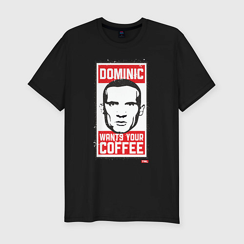 Мужская slim-футболка Dominic wants your coffee / Черный – фото 1