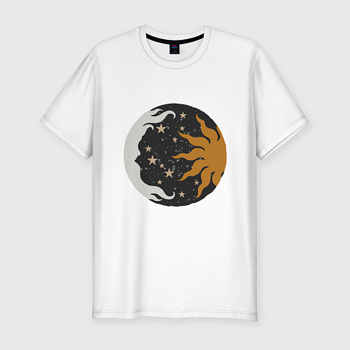 Мужская slim-футболка Волшебная Луна / Белый – фото 1