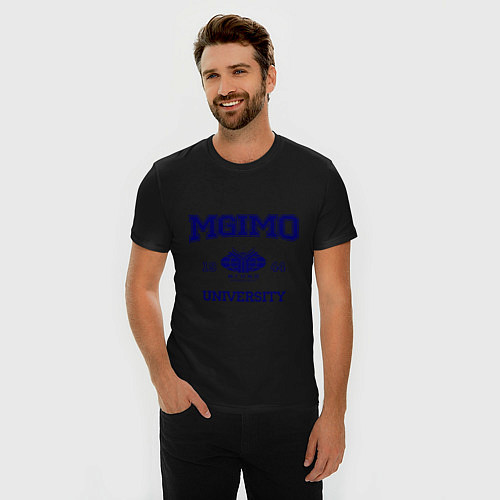 Мужская slim-футболка MGIMO University / Черный – фото 3