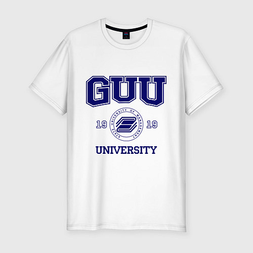 Мужская slim-футболка GUU University / Белый – фото 1