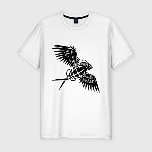 Мужская slim-футболка Граната с крыльями / Белый – фото 1