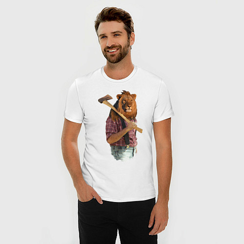 Мужская slim-футболка Lion lumberjack / Белый – фото 3