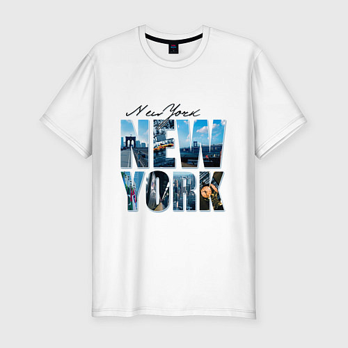 Мужская slim-футболка White New York / Белый – фото 1