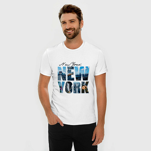 Мужская slim-футболка White New York / Белый – фото 3