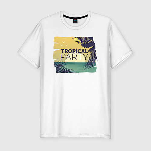 Мужская slim-футболка Тропическое лето / Белый – фото 1