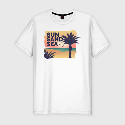 Мужская slim-футболка Солнце, песок, море / Белый – фото 1