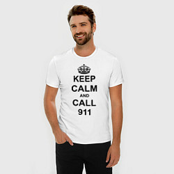 Футболка slim-fit Keep Calm & Call 911, цвет: белый — фото 2