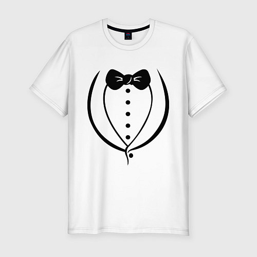 Мужская slim-футболка Cмокинг (tuxedo) / Белый – фото 1