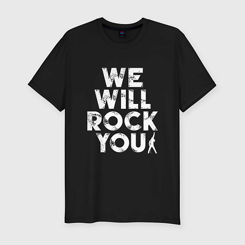 Мужская slim-футболка We Wil Rock You / Черный – фото 1