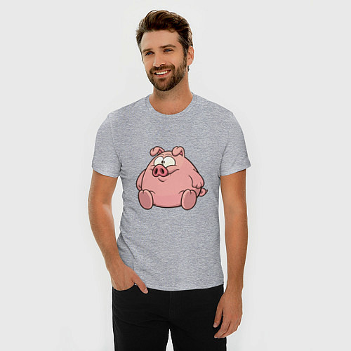 Мужская slim-футболка Свинка / Меланж – фото 3
