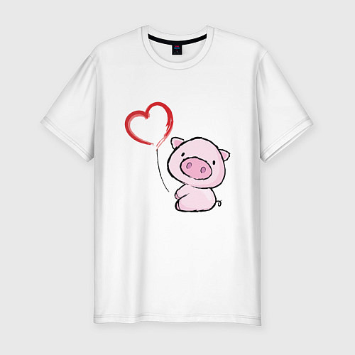 Мужская slim-футболка Pig Love / Белый – фото 1