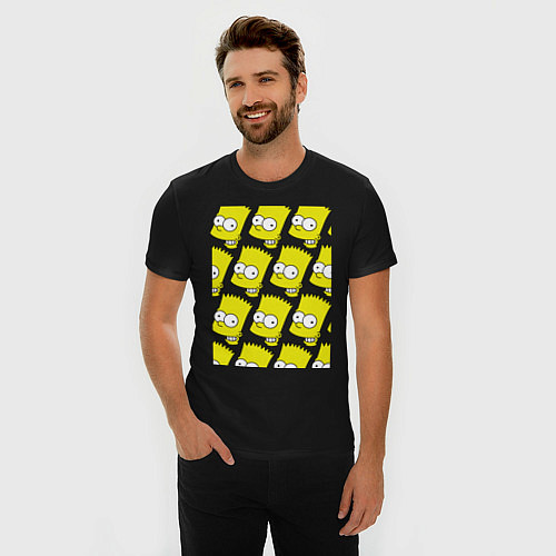 Мужская slim-футболка Барт Симпсон: узор / Черный – фото 3