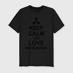 Мужская slim-футболка Keep Calm & Love Mitsubishi