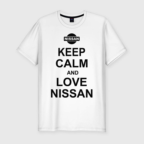 Мужская slim-футболка Keep Calm & Love Nissan / Белый – фото 1
