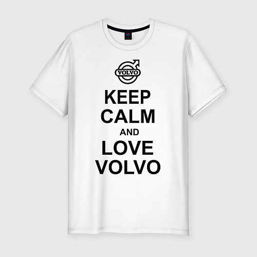 Мужская slim-футболка Keep Calm & Love Volvo / Белый – фото 1