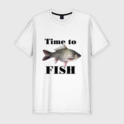 Футболка slim-fit Time to fish, цвет: белый