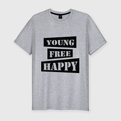 Мужская slim-футболка Young free happy