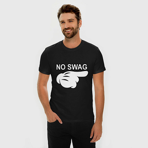 Мужская slim-футболка No swag / Черный – фото 3