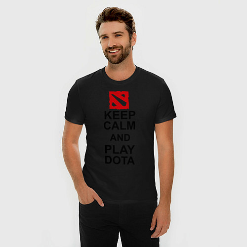 Мужская slim-футболка Keep Calm & Play Dota / Черный – фото 3