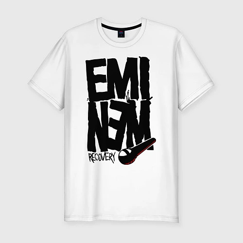 Мужская slim-футболка Eminem recovery / Белый – фото 1