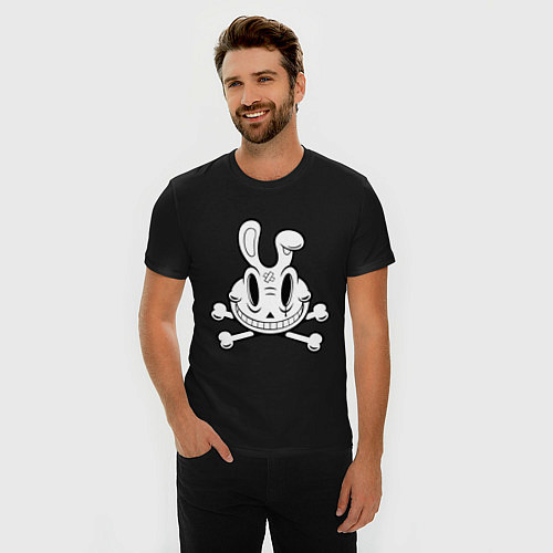 Мужская slim-футболка Кролик-пират / Черный – фото 3