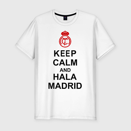 Мужская slim-футболка Keep Calm & Hala Madrid / Белый – фото 1