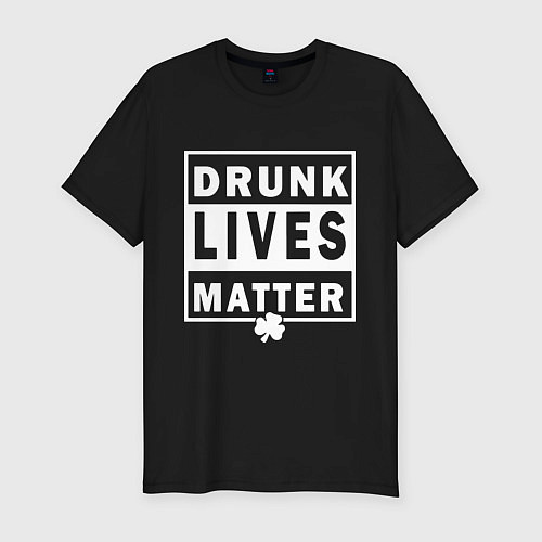 Мужская slim-футболка Drunk Lives Matter / Черный – фото 1