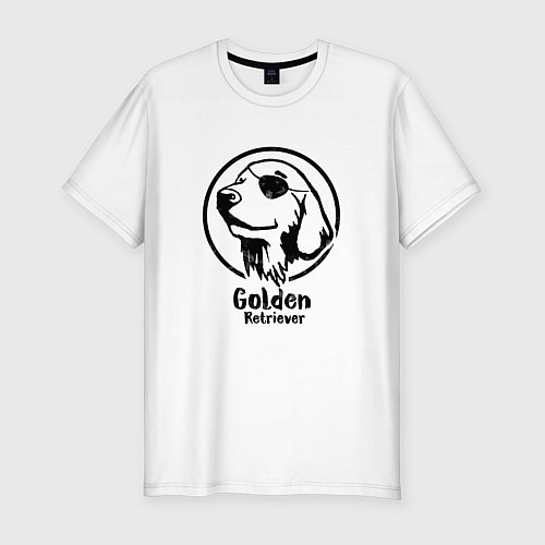 Мужская slim-футболка Пират Золотистий ретривер / Белый – фото 1