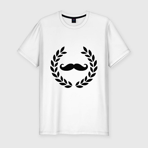 Мужская slim-футболка Win Moustaches / Белый – фото 1