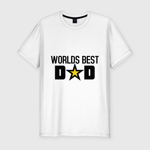 Мужская slim-футболка Worlds Best Dad / Белый – фото 1