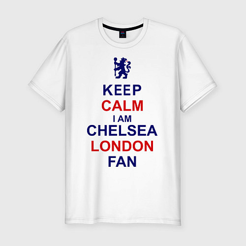 Мужская slim-футболка Keep Calm & Chelsea London fan / Белый – фото 1