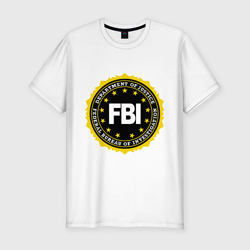 Мужская slim-футболка FBI Departament / Белый – фото 1