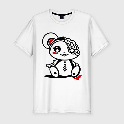 Мужская slim-футболка Медвежонок-зомби / Белый – фото 1
